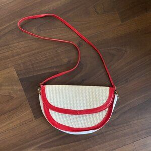 Vintage Amelia Berko White & Red Leather Crossbody Purse